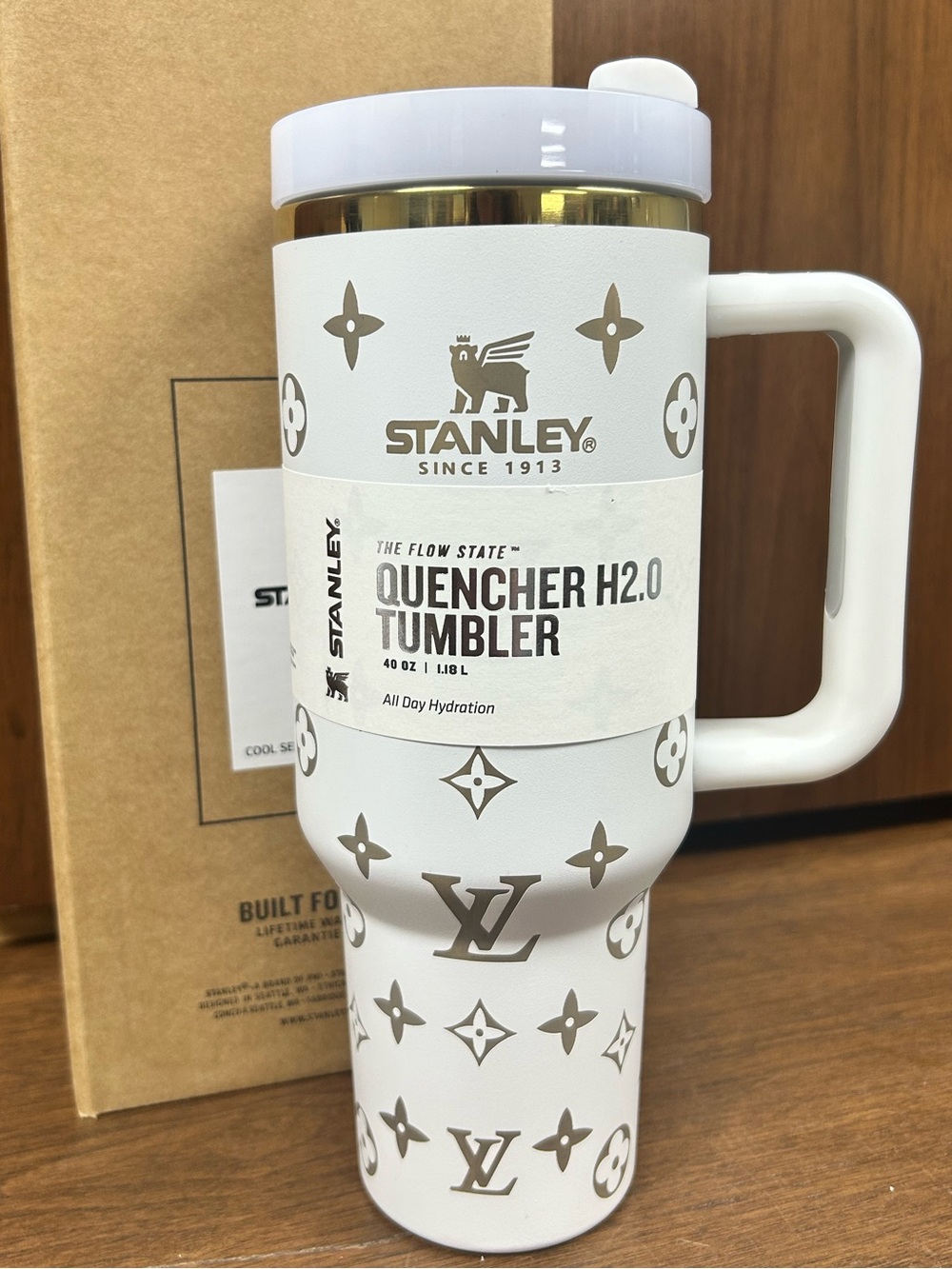 Stanley White & Gold 40oz Tumbler, New in Box